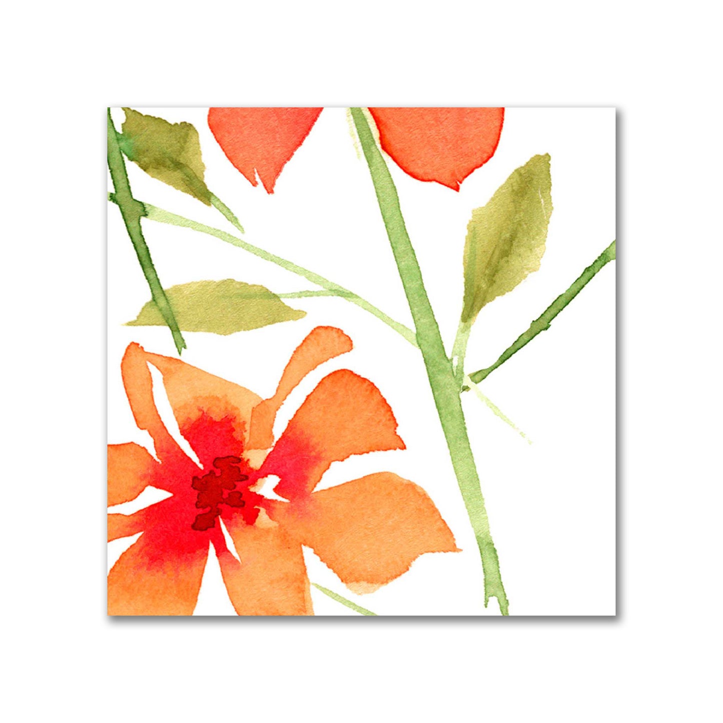 Flame Bloom — Printed Spun Polyester Fabric with Large Hand-painted Red Watercolor Floral Print #FASP-1414