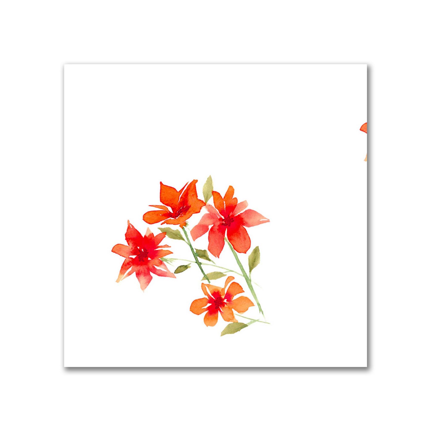 Flame Bloom — Printed Spun Polyester Fabric with Medium Red Watercolor Floral Pattern #FASP-1415