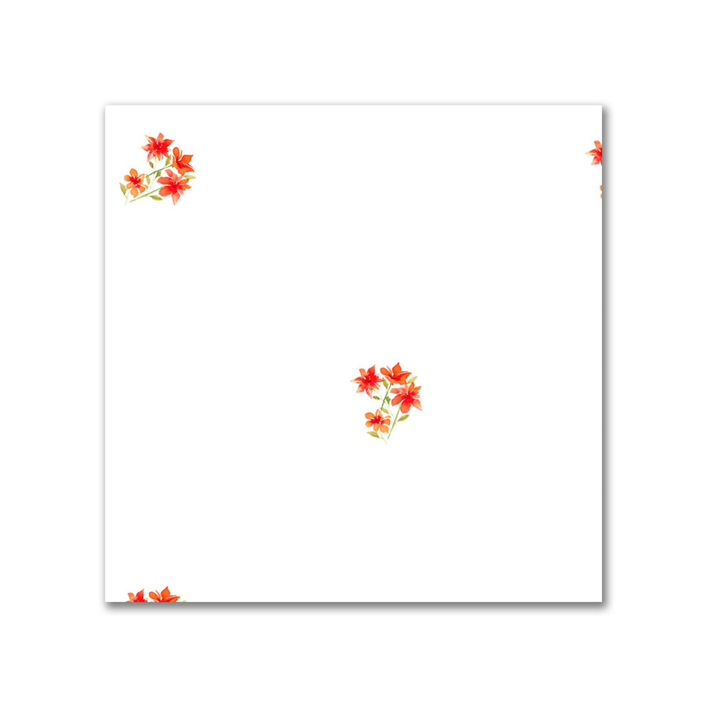 Flame Bloom — Printed Spun Polyester Fabric with Small Red Watercolor Floral Pattern #FASP-1416