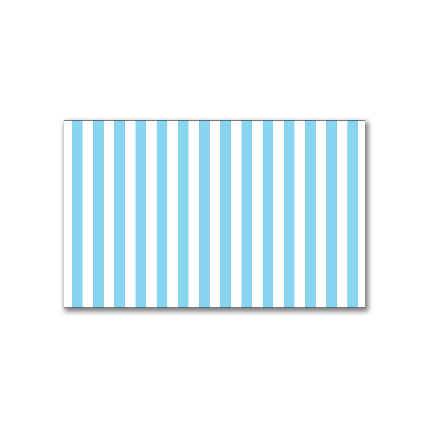 White Spun Polyester Fabric with Blue Bars #FASP-1430-051