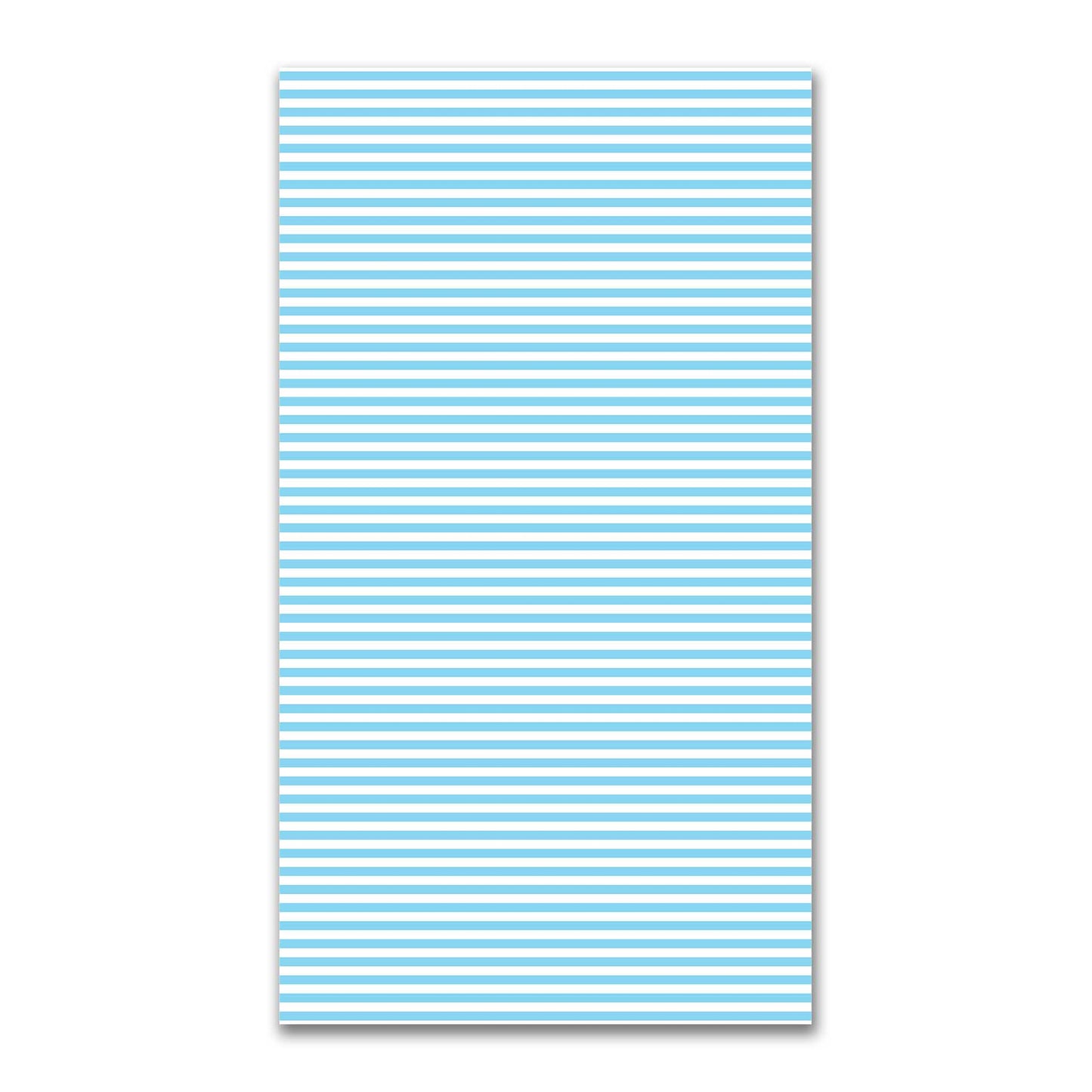 White Spun Polyester Fabric with Blue Bars #FASP-1430-051