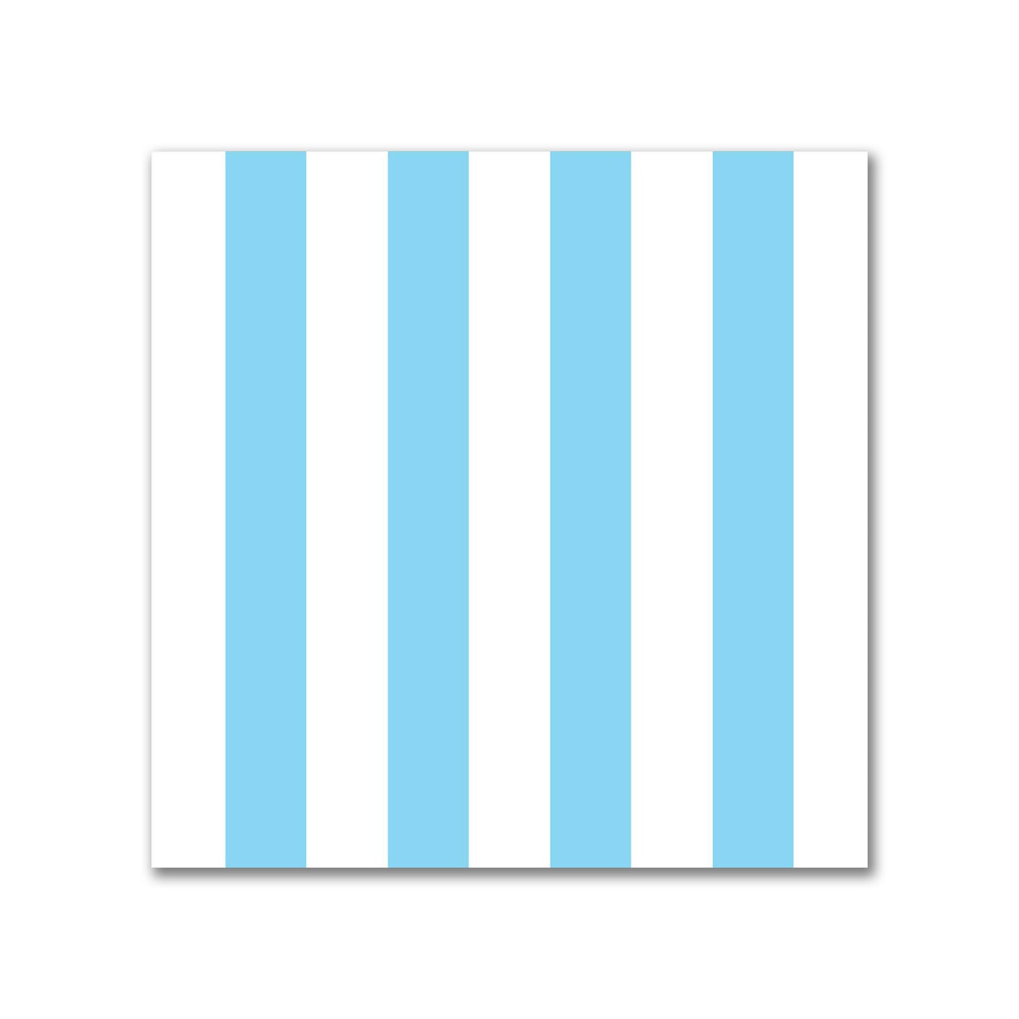 White Spun Polyester Fabric with Blue Bars #FASP-1430-051