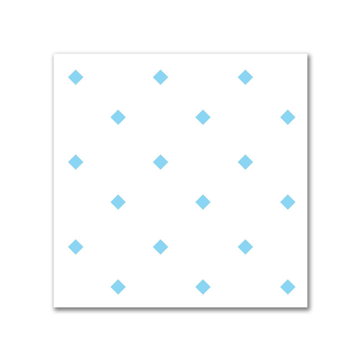 White Spun Polyester Fabric with Blue Diamonds #FASP-1430-101