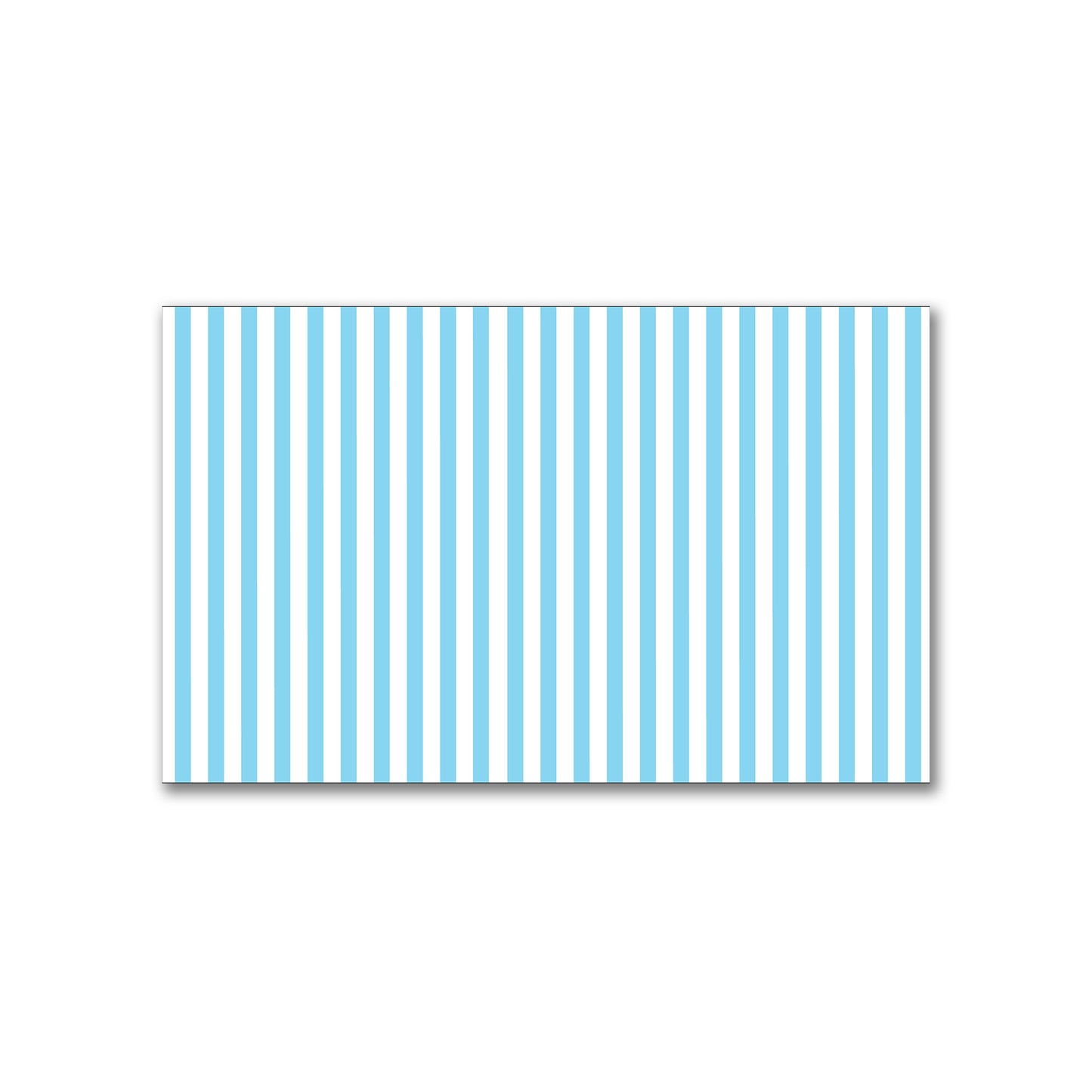 White Spun Polyester Fabric with Thin Blue Bars #FASP-1430-241