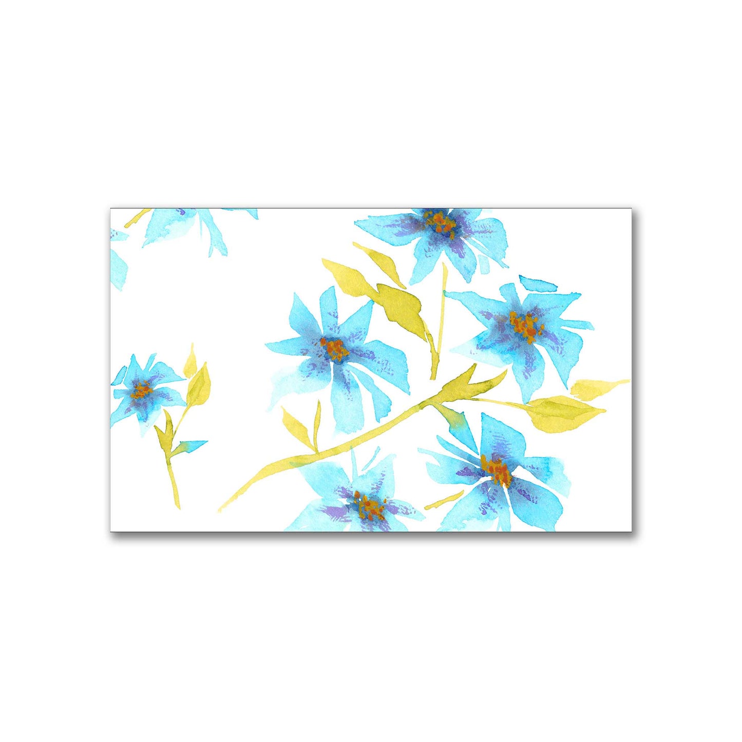 Cerulean Bloom — Printed Spun Polyester Fabric with Large Hand-painted Blue Watercolor Floral Print #FASP-1434