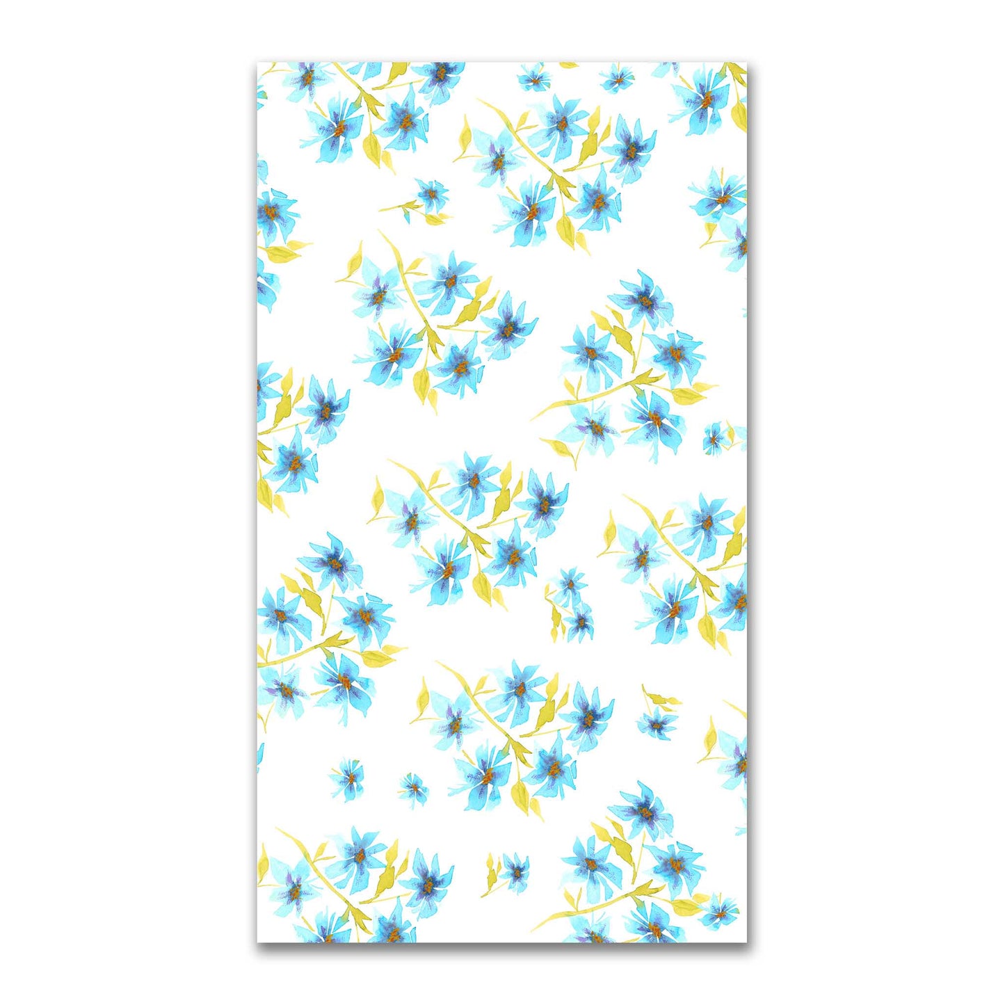 Cerulean Bloom — Printed Spun Polyester Fabric with Large Hand-painted Blue Watercolor Floral Print #FASP-1434
