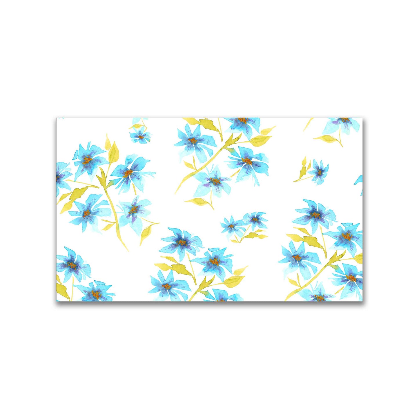 Cerulean Bloom — Printed Spun Polyester Fabric with Large Hand-painted Blue Watercolor Floral Print #FASP-1434