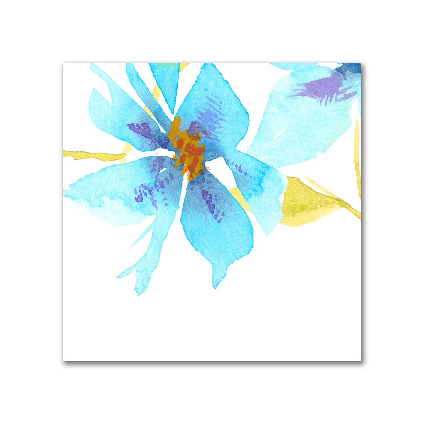 Cerulean Bloom — Printed Spun Polyester Fabric with Large Hand-painted Blue Watercolor Floral Print #FASP-1434