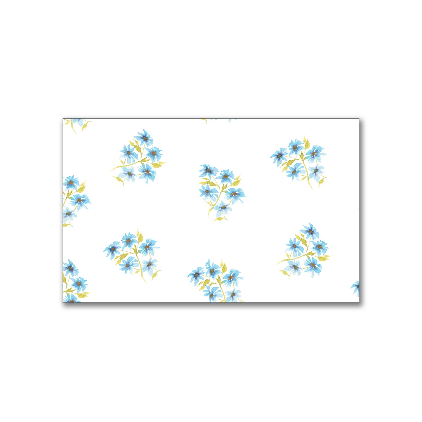 Cerulean Bloom — Printed Spun Polyester Fabric with Medium Blue Watercolor Floral Pattern #FASP-1435