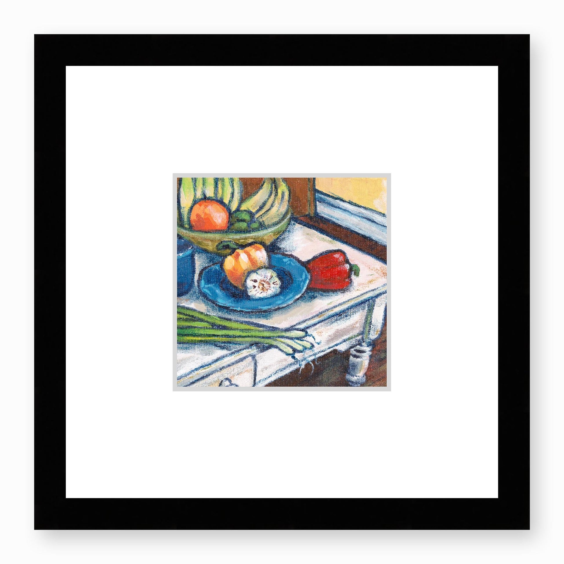 Framed Fine Art Print, Faux Mat - 12x12 inches | Still Life in Acrylic, FMS-1000-1101, Prints, Fine art, Black Frame,12 x 12 inches