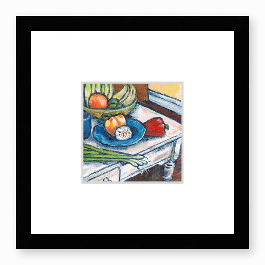 Framed Fine Art Print, Faux Mat - 12x12 inches | Still Life in Acrylic, FMS-1000-1101, Prints, Fine art, Black Frame,12 x 12 inches