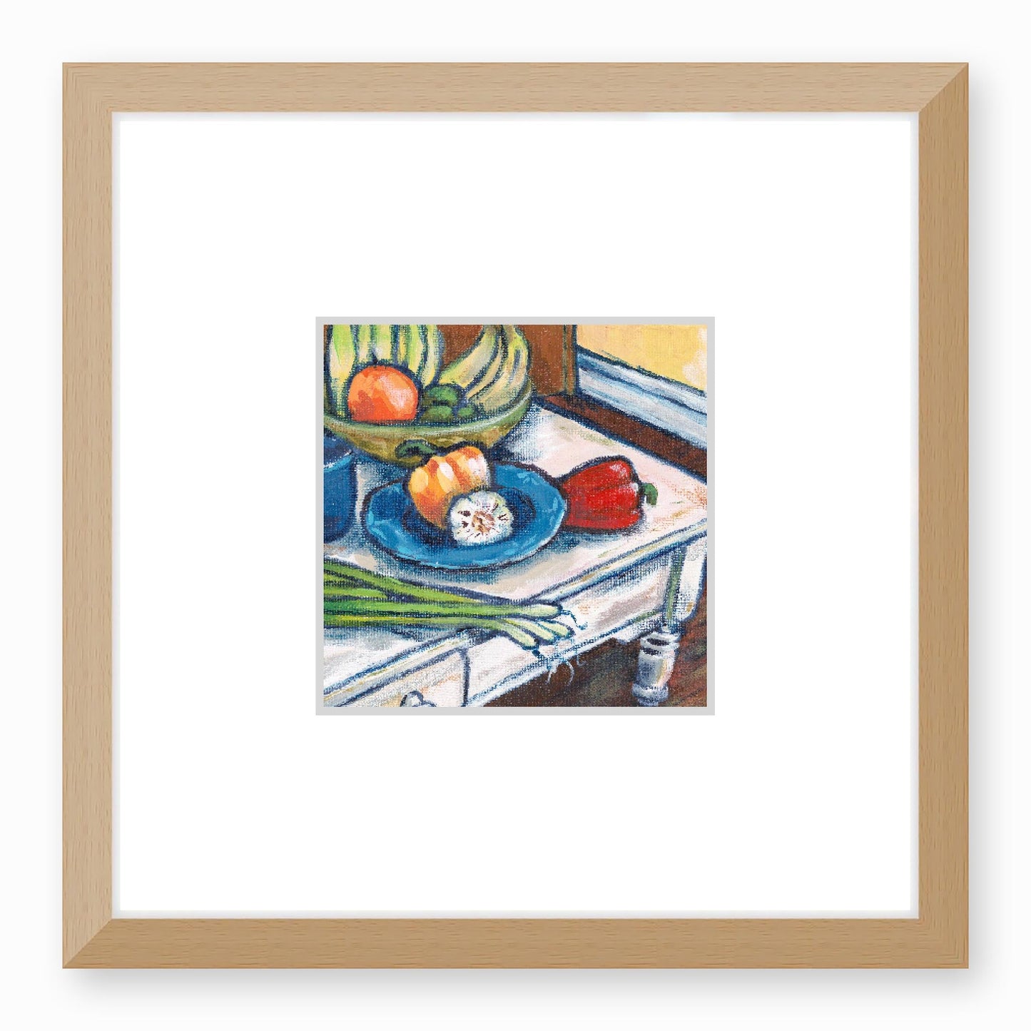 Framed Fine Art Print, Faux Mat - 12x12 inches | Still Life in Acrylic, FMS-1000-1101, Prints, Fine art, Natural Frame,12 x 12 inches