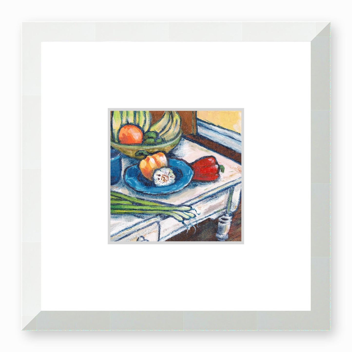 Framed Fine Art Print, Faux Mat - 12x12 inches | Still Life in Acrylic, FMS-1000-1101, Prints, Fine art, White Frame,12 x 12 inches