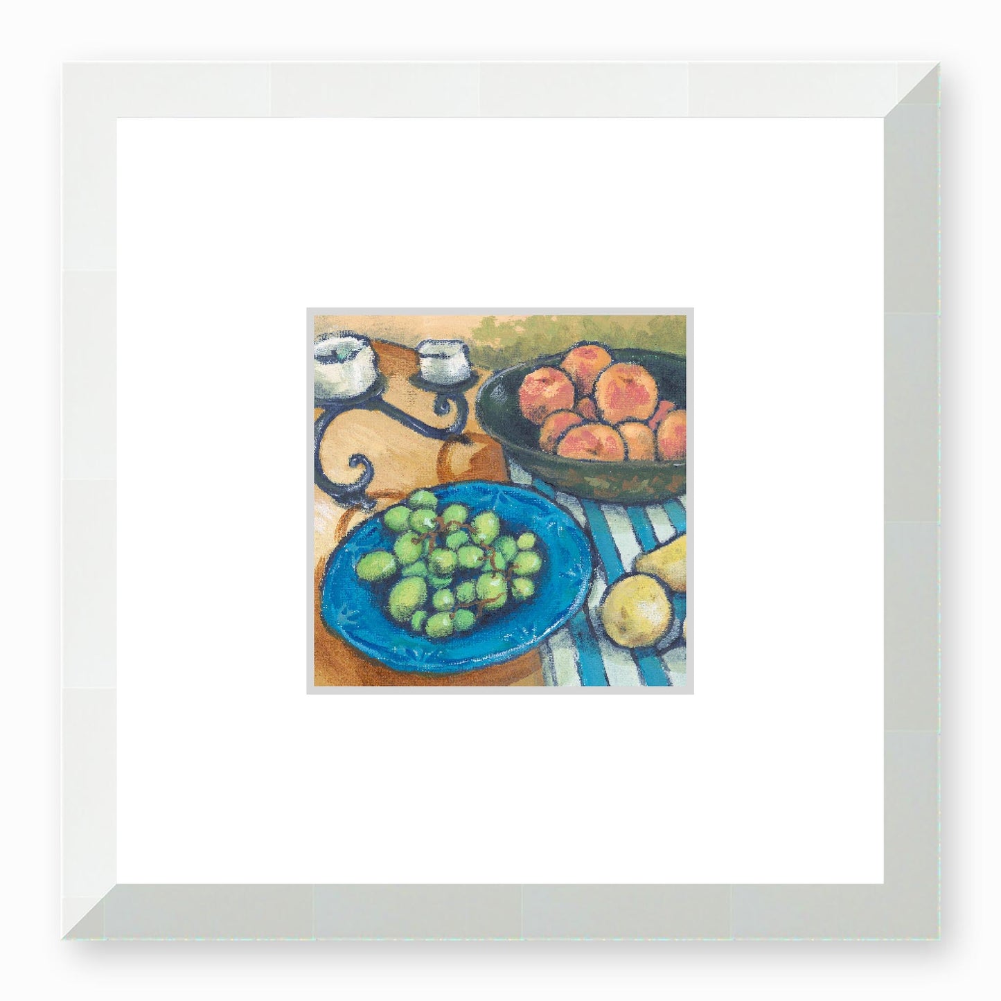 Framed Fine Art Print, Faux Mat - 12x12 inches | Still Life in Acrylic, FMS-1000-1103, Prints, Fine art, White Frame,12 x 12 inches