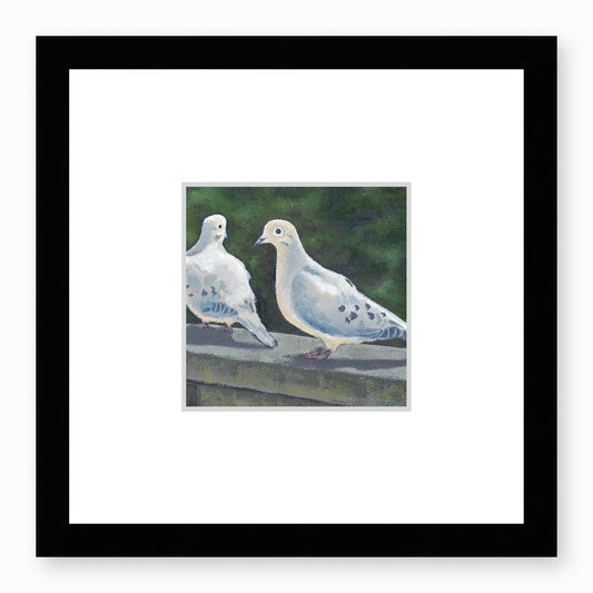 Framed Fine Art Print, Faux Mat - 12x12 inches | Mourning Doves in Acylic, FMS-1000-1125, Prints, Fine art, Black Frame,12 x 12 inches