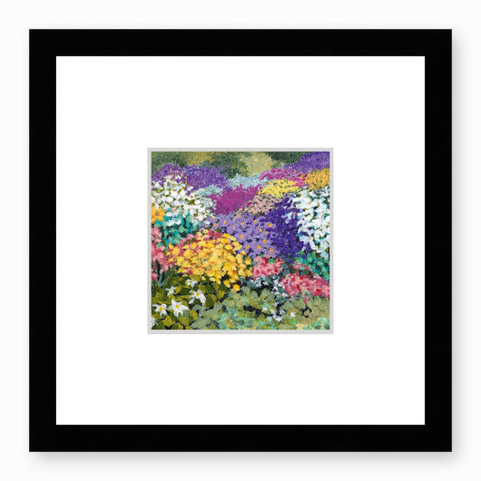 Framed Fine Art Print, Faux Mat - 12x12 inches | Floral Garden, FMS-1000-1147, Prints, Fine art, Black Frame,12 x 12 inches