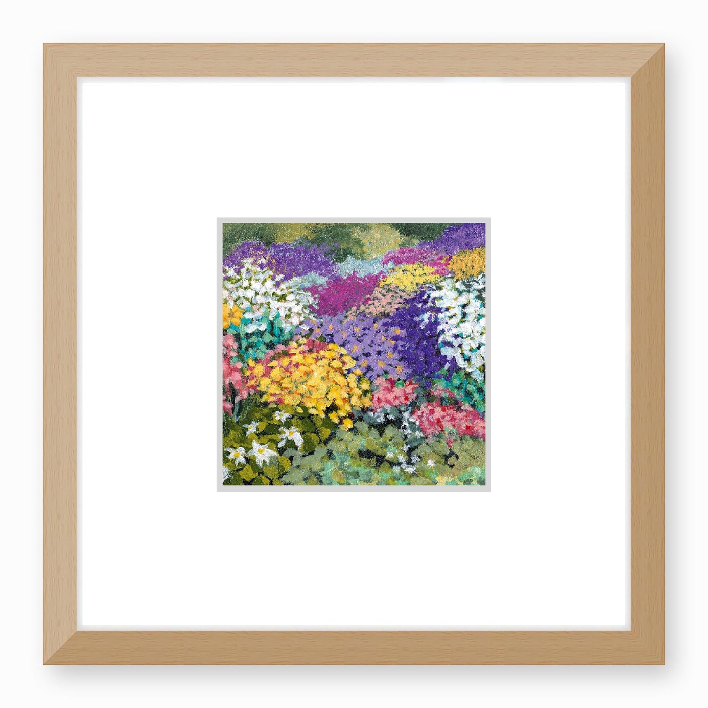 Framed Fine Art Print, Faux Mat - 12x12 inches | Floral Garden, FMS-1000-1147, Prints, Fine art, Natural Frame,12 x 12 inches