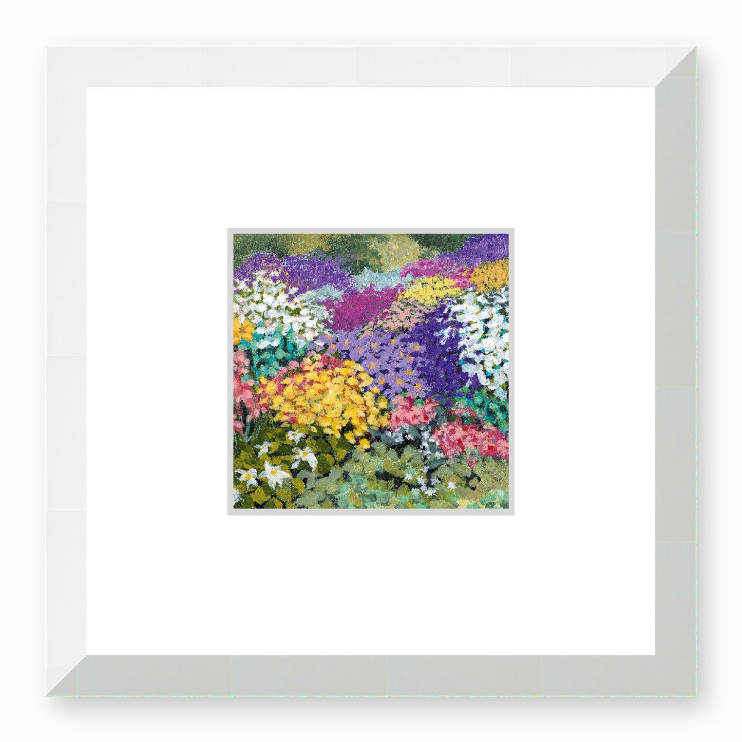 Framed Fine Art Print, Faux Mat - 12x12 inches | Floral Garden, FMS-1000-1147, Prints, Fine art, White Frame,12 x 12 inches