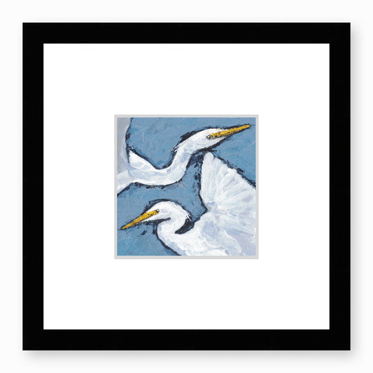 Framed Fine Art Print, Faux Mat - 12x12 inches | Heron Pair in Acrylic, FMS-1020-002, Prints, Fine art, Black Frame,12 x 12 inches