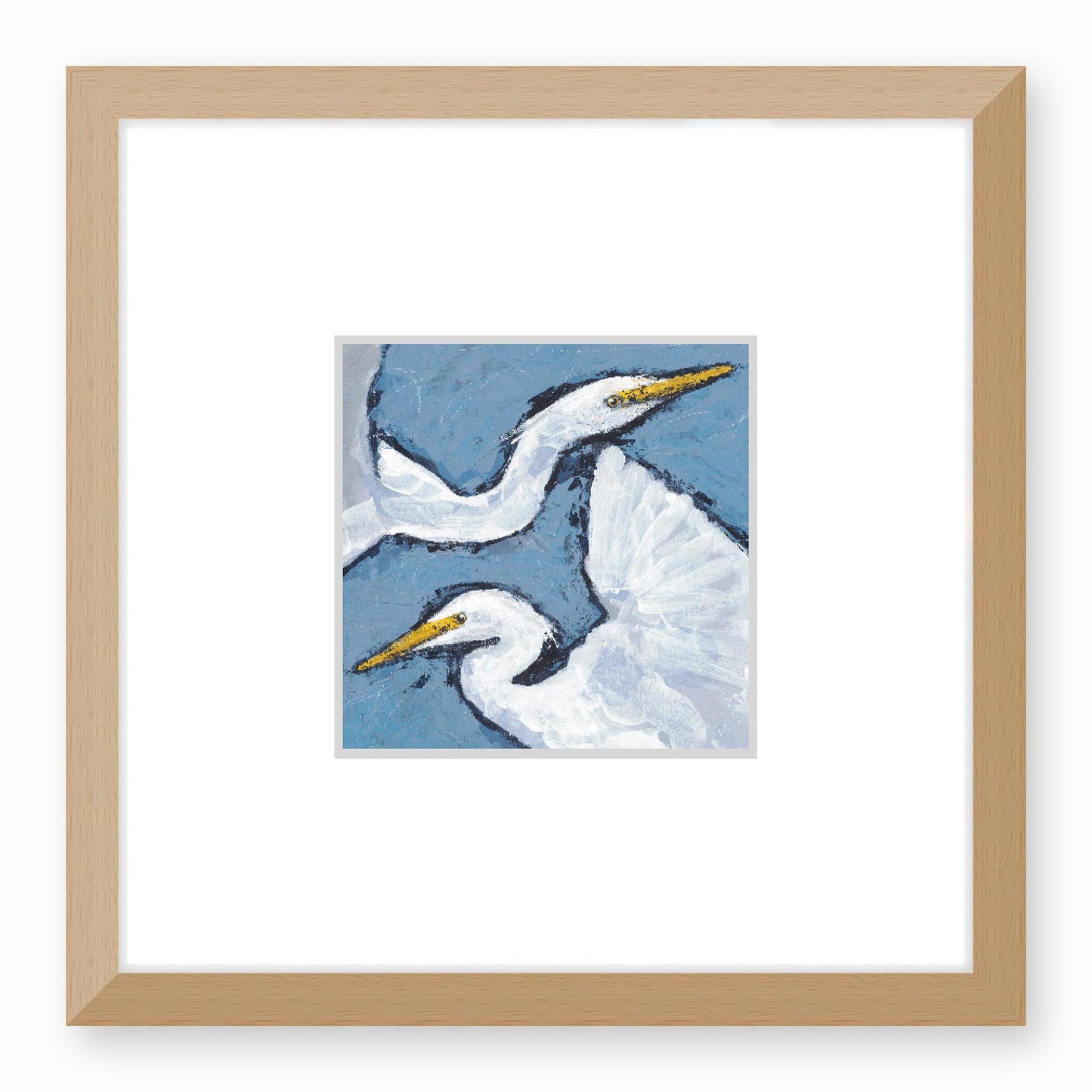 Framed Fine Art Print, Faux Mat - 12x12 inches | Heron Pair in Acrylic, FMS-1020-002, Prints, Fine art, Natural Frame,12 x 12 inches