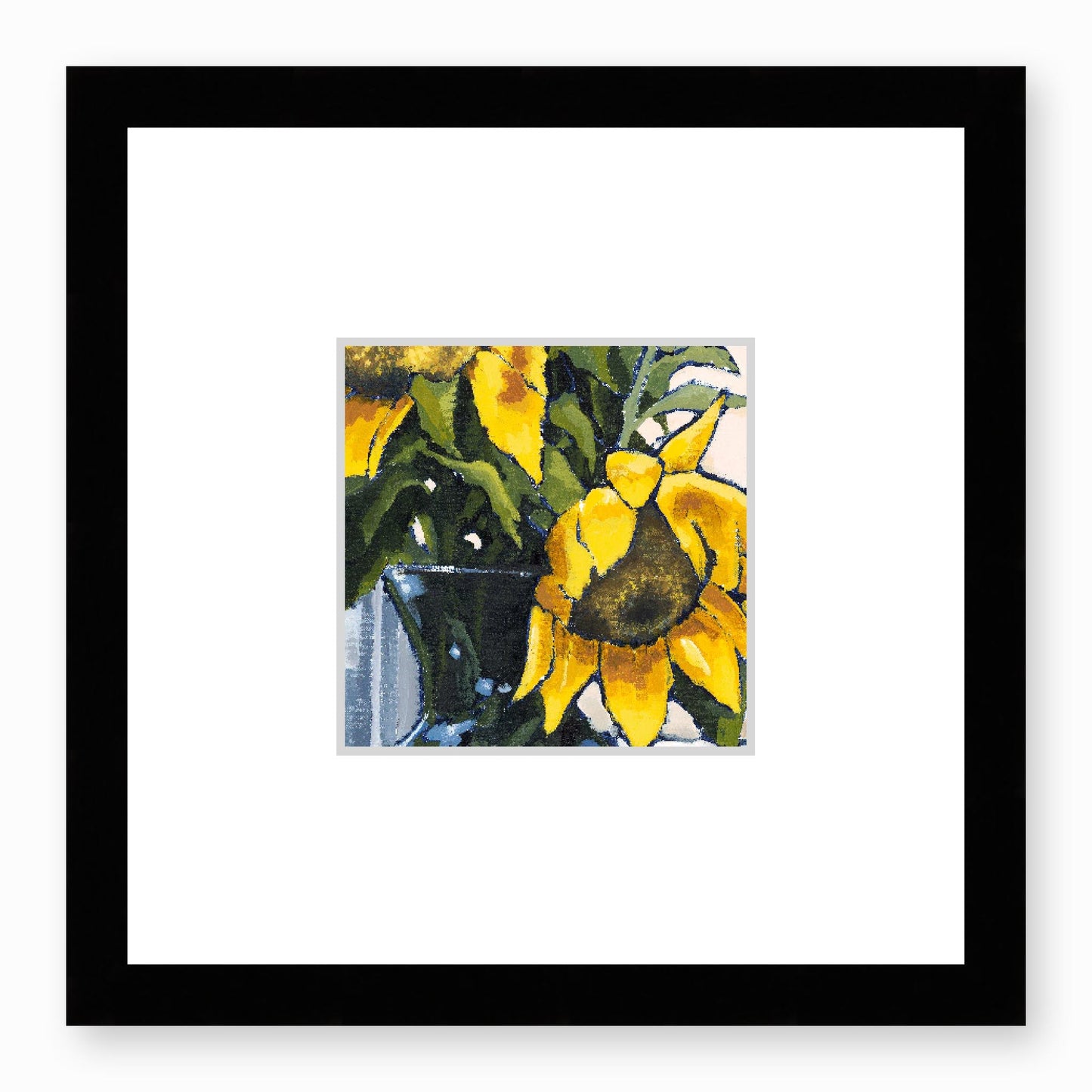 Framed Fine Art Print, Faux Mat - 12x12 inches | Sunflowers in Acrylic, FMS-1040-001, Prints, Fine art, Black Frame,12 x 12 inches