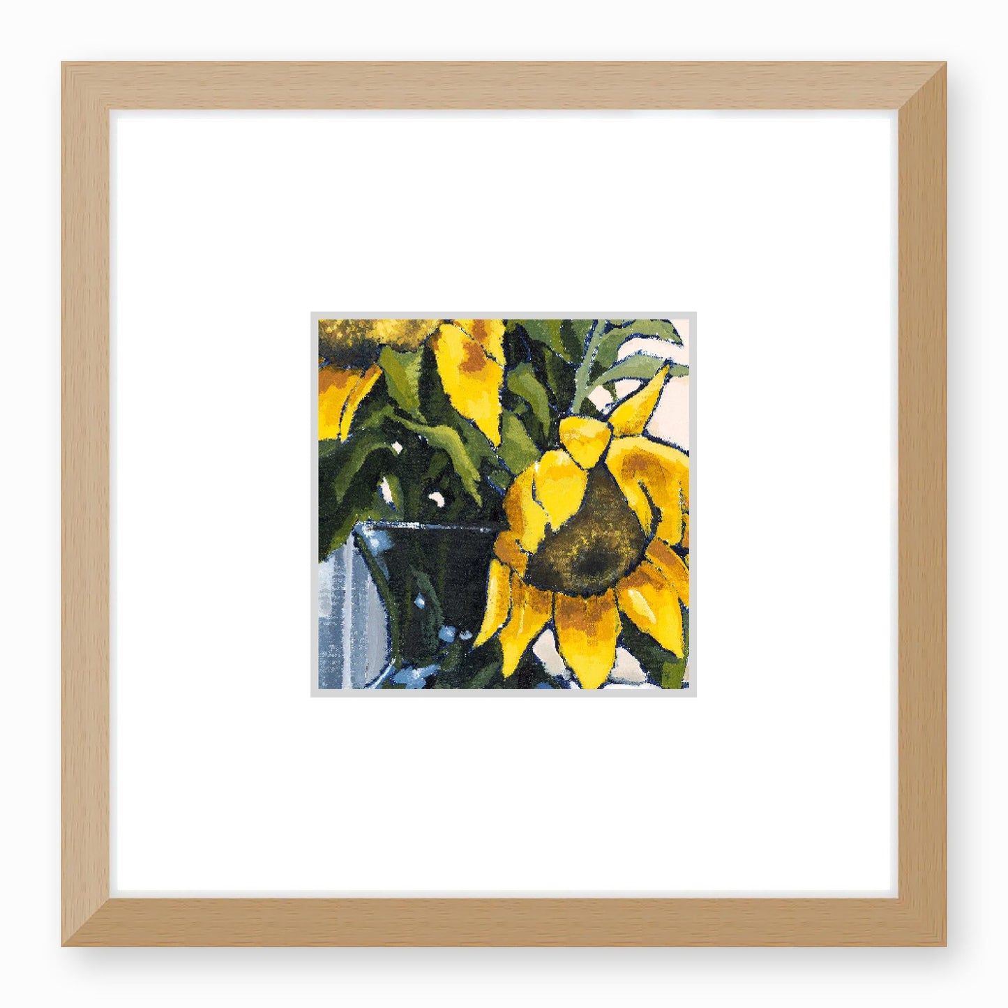 Framed Fine Art Print, Faux Mat - 12x12 inches | Sunflowers in Acrylic, FMS-1040-001, Prints, Fine art, Natural Frame,12 x 12 inches