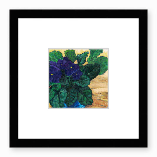 Framed Fine Art Print, Faux Mat - 12x12 inches | African Violets in Acrylic, FMS-1090, Prints, Fine art, Black Frame,12 x 12 inches