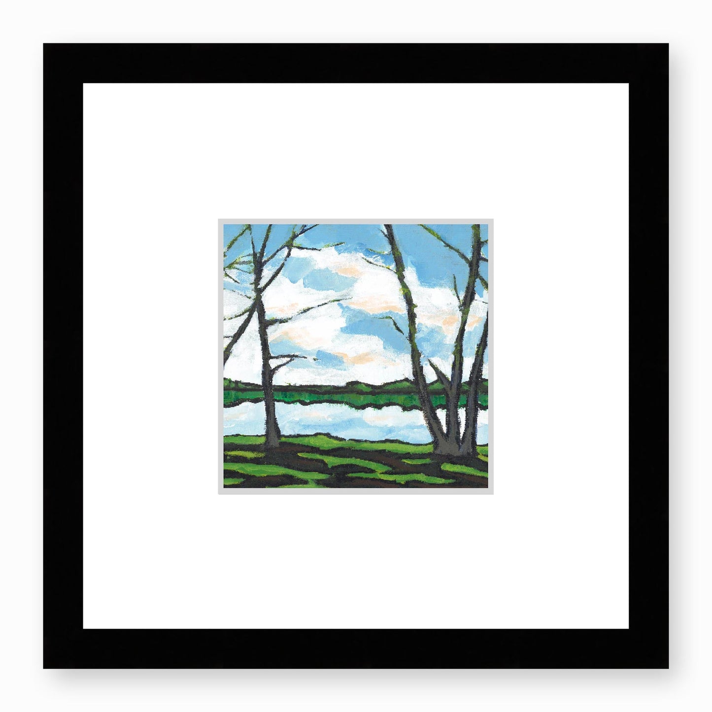 Framed Fine Art Print, Faux Mat - 12x12 inches | Lakeshore in Acrylic, FMS-1100, Prints, Fine art, Black Frame,12 x 12 inches