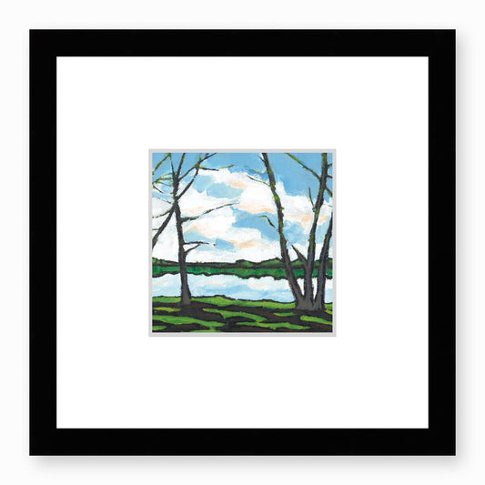 Framed Fine Art Print, Faux Mat - 12x12 inches | Lakeshore in Acrylic, FMS-1100, Prints, Fine art, Black Frame,12 x 12 inches