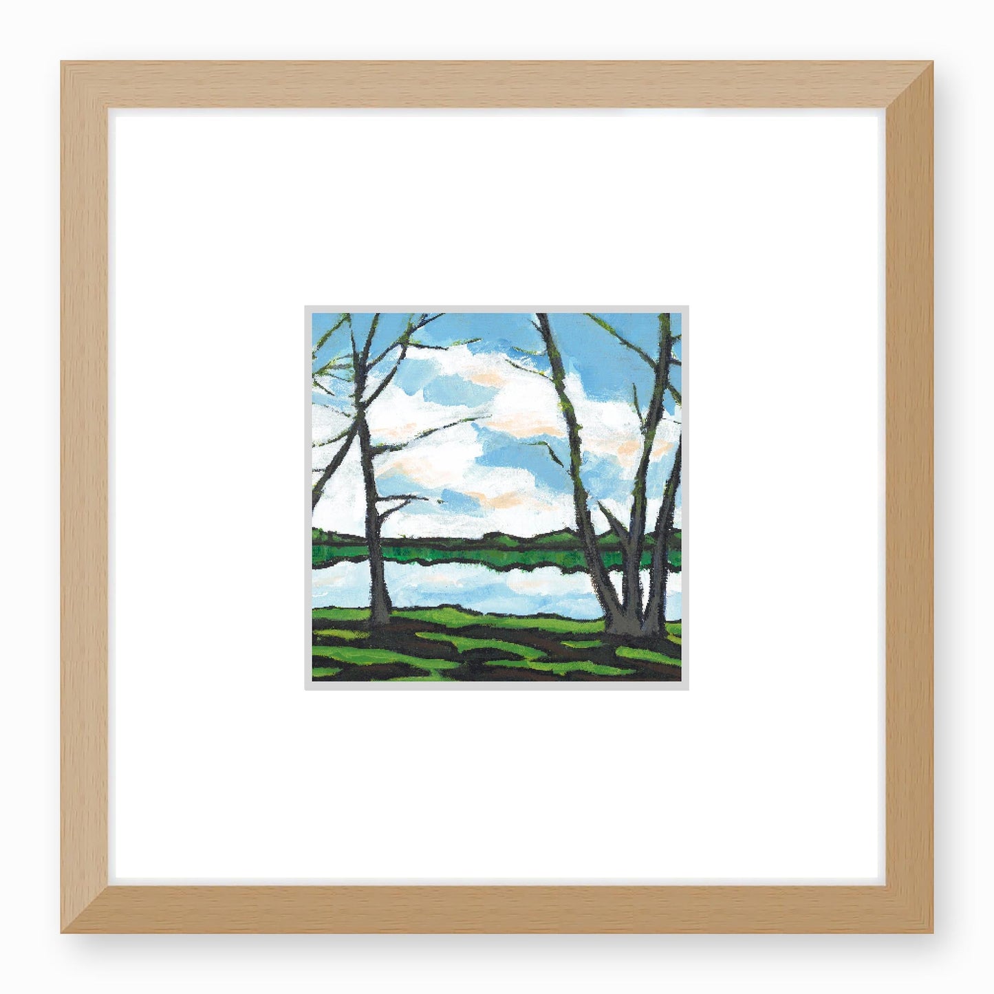 Framed Fine Art Print, Faux Mat - 12x12 inches | Lakeshore in Acrylic, FMS-1100, Prints, Fine art, Natural Frame,12 x 12 inches