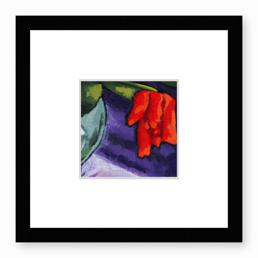 Framed Fine Art Print, Faux Mat - 12x12 inches | Red Tulips in Acrylic, FMS-1111-002, Prints, Fine art, Black Frame,12 x 12 inches
