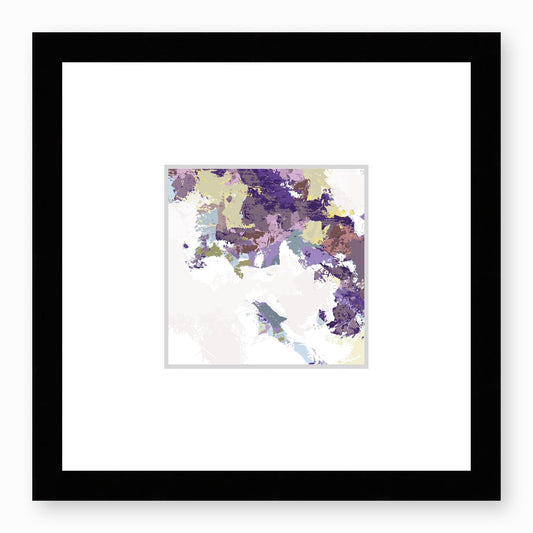 Elderberry Garden #1143-7693 Abstract Graphic Art Print - Deep Plum & Violet Modern Design, Square Layout with Faux Mat Board