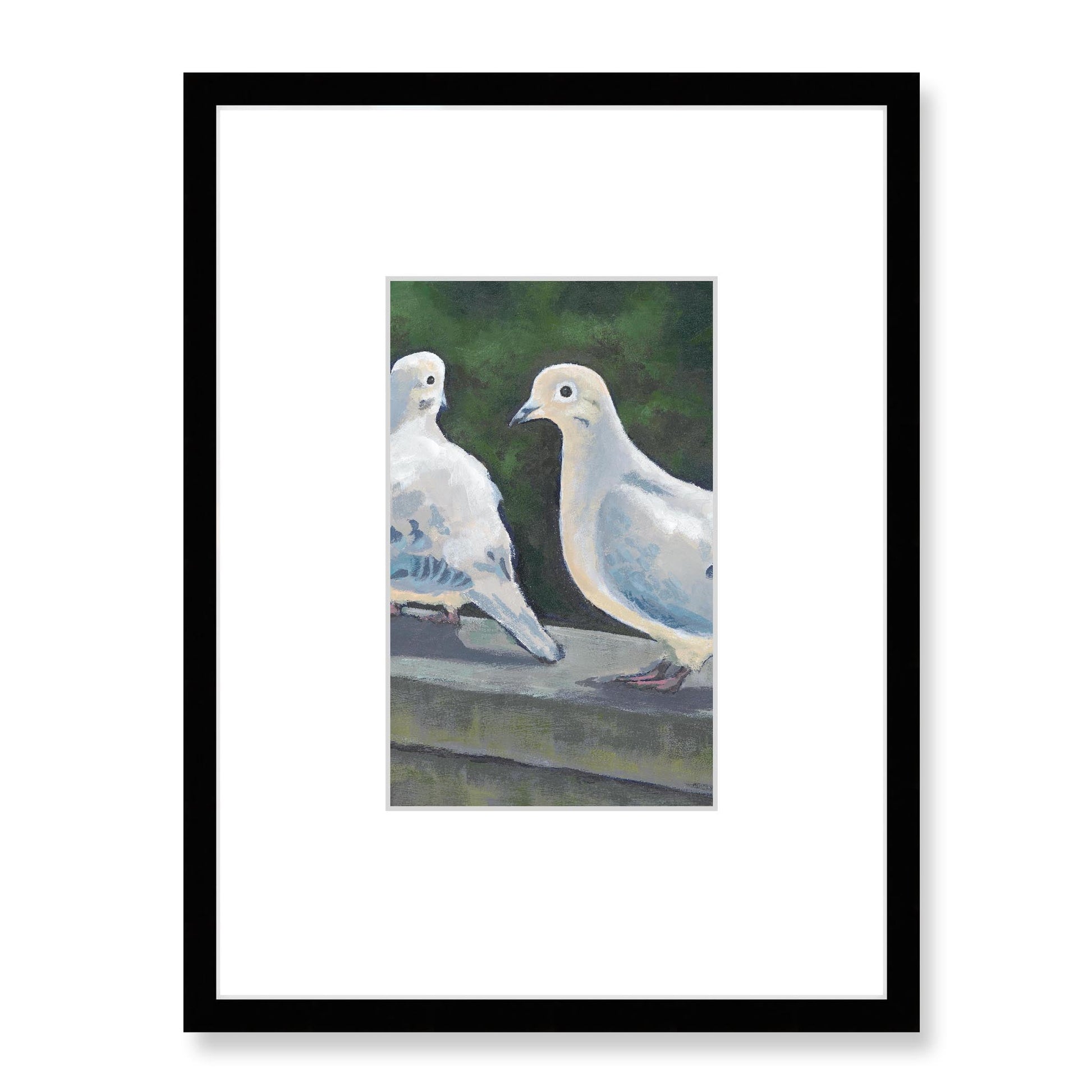 Framed Fine Art Print, Faux Mat - 18x24 inches | Mourning Doves in Acrylic, FMV-1000-1125, Prints, Fine art, Black Frame, 45 x 60 cm ,18 x 24 inches