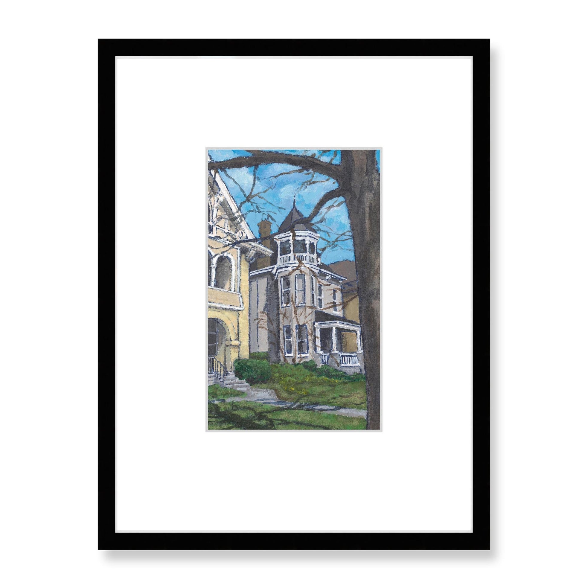 Framed Fine Art Print, Faux Mat - 18x24 inches | Historic Home in Acrylic, FMV-1000-1139, Prints, Fine art, Black Frame, 45 x 60 cm ,18 x 24 inches