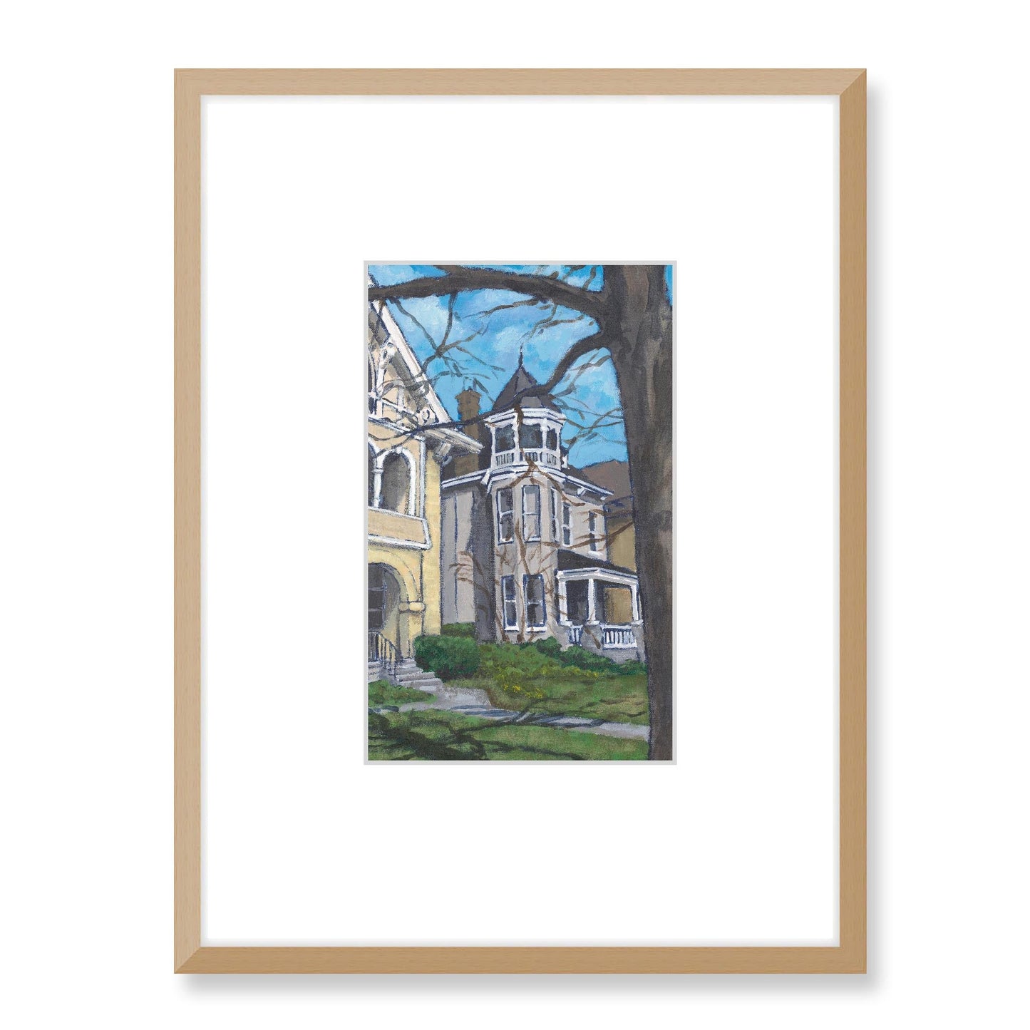 Framed Fine Art Print, Faux Mat - 18x24 inches | Historic Home in Acrylic, FMV-1000-1139, Prints, Fine art, Natural Frame, 45 x 60 cm ,18 x 24 inches