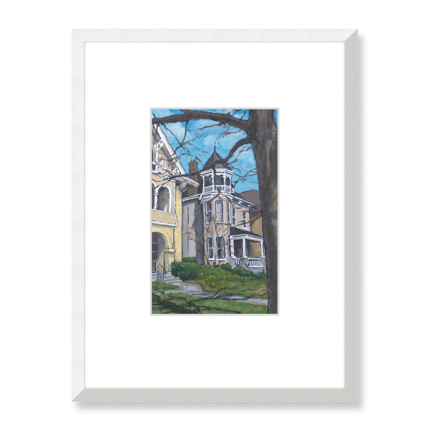 Framed Fine Art Print, Faux Mat - 18x24 inches | Historic Home in Acrylic, FMV-1000-1139, Prints, Fine art, White Frame, 45 x 60 cm ,18 x 24 inches