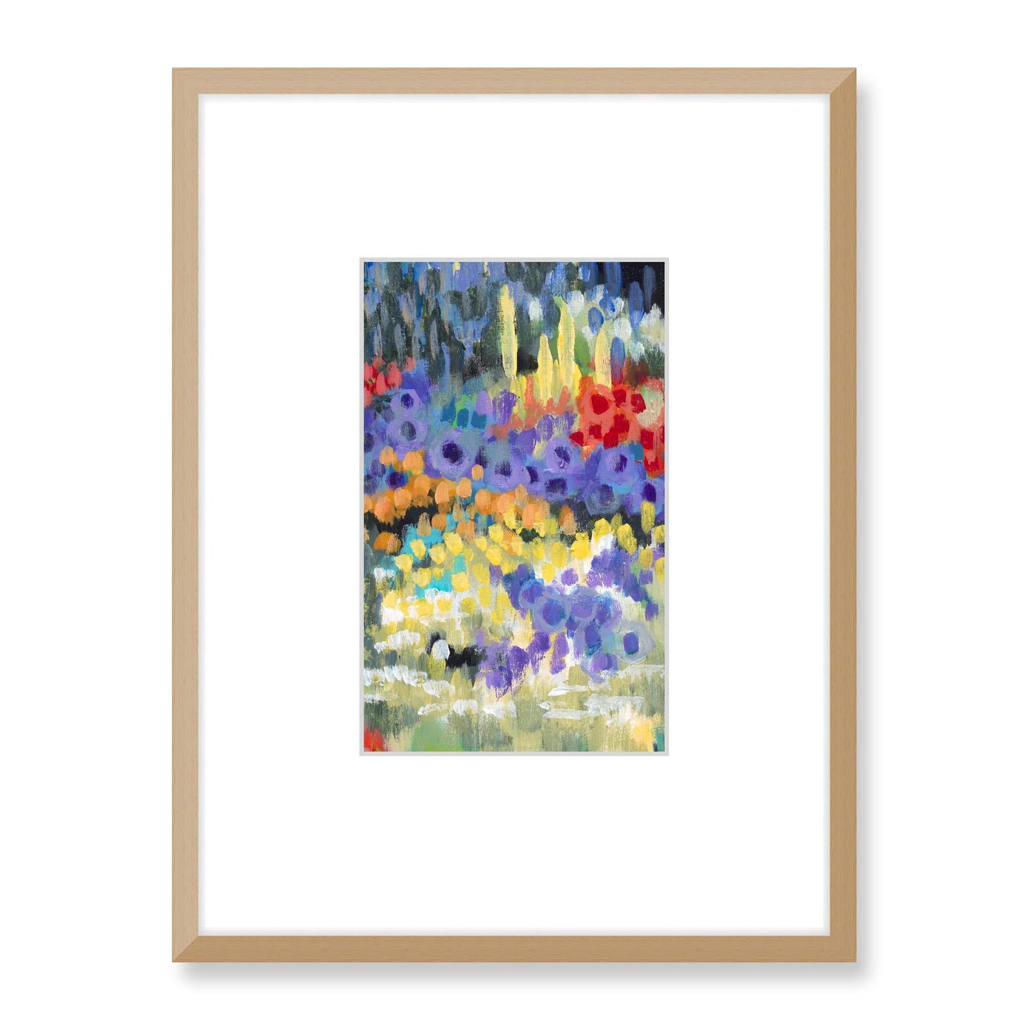 Framed Fine Art Print, Faux Mat - 18x24 inches | Floral Garden Two in Acrylic, FMV-1000-1145-001, Prints, Fine art, Natural Frame, 45 x 60 cm ,18 x 24 inches