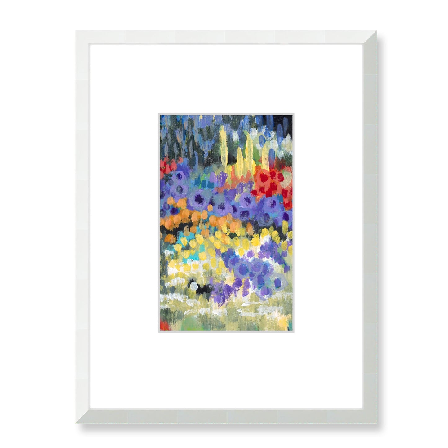 Framed Fine Art Print, Faux Mat - 18x24 inches | Floral Garden Two in Acrylic, FMV-1000-1145-001, Prints, Fine art, White Frame, 45 x 60 cm ,18 x 24 inches