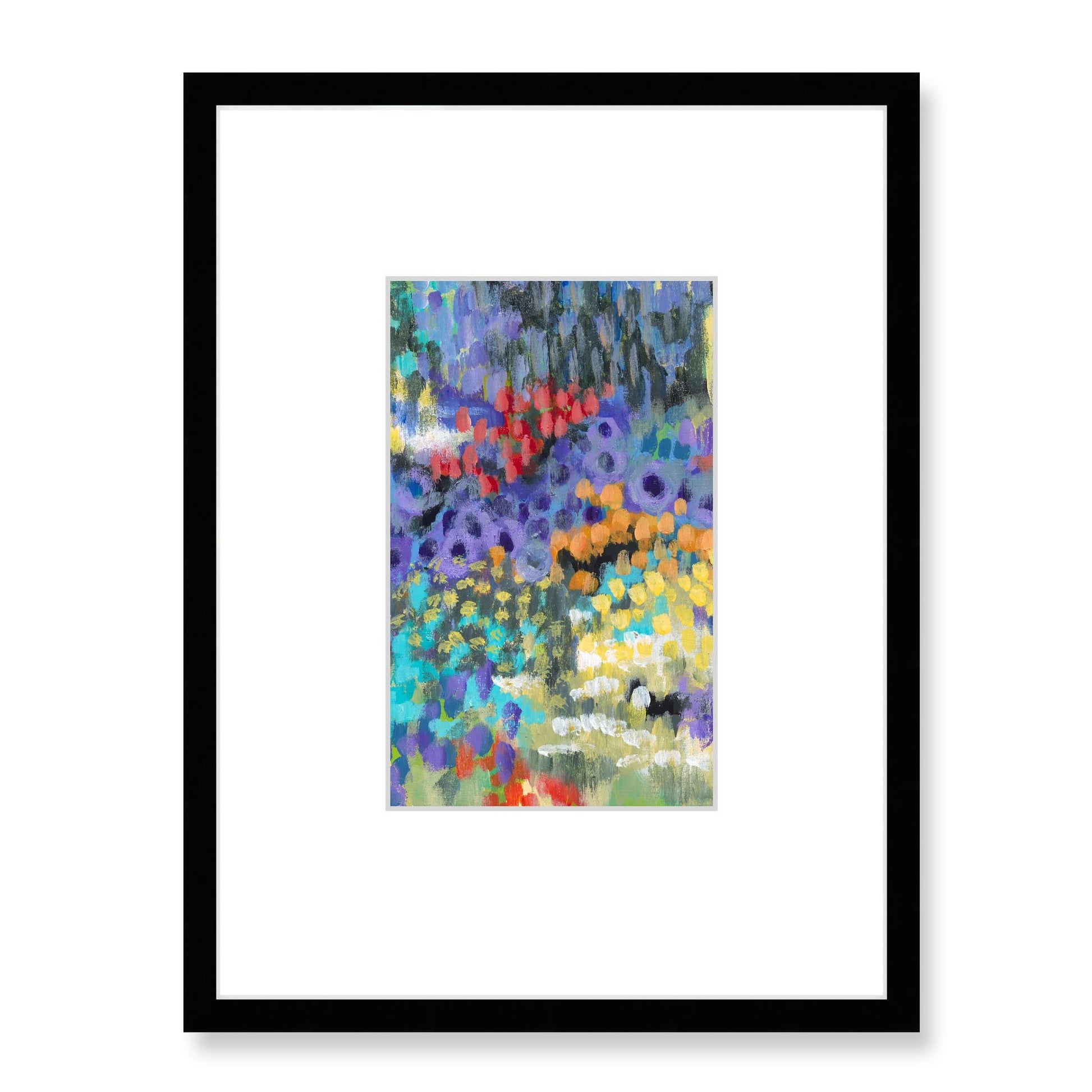 Framed Fine Art Print, Faux Mat - 18x24 inches | Floral Garden Two in Acrylic, FMV-1000-1145-001, Prints, Fine art, Black Frame, 45 x 60 cm ,18 x 24 inches