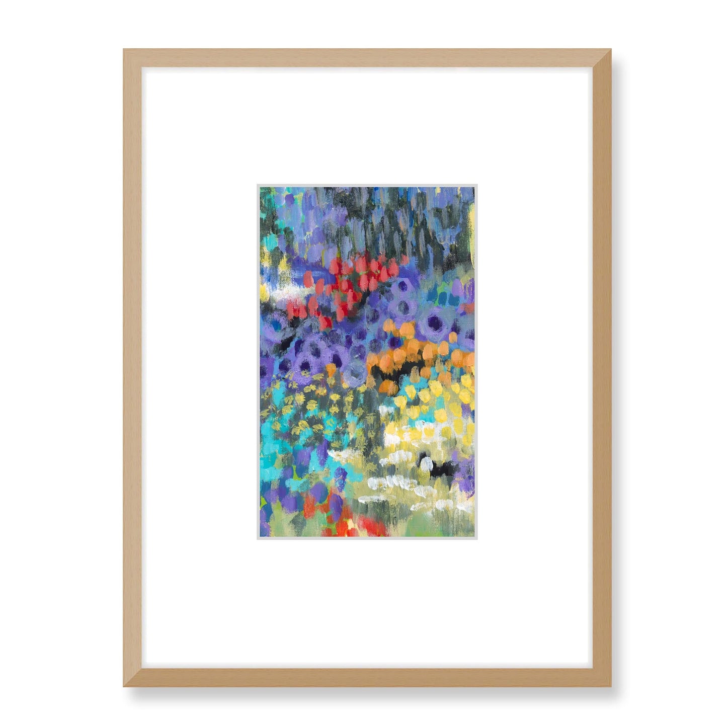 Framed Fine Art Print, Faux Mat - 18x24 inches | Floral Garden Two in Acrylic, FMV-1000-1145-001, Prints, Fine art, Natural Frame, 45 x 60 cm ,18 x 24 inches