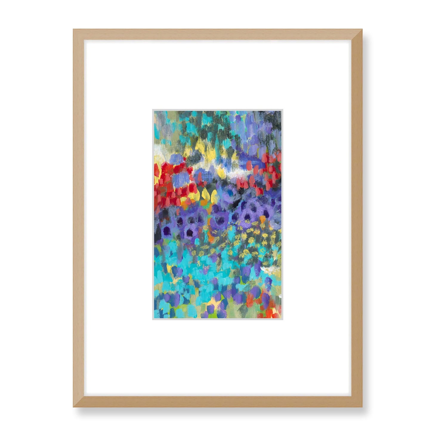 Framed Fine Art Print, Faux Mat - 18x24 inches | Floral Garden Two in Acrylic, FMV-1000-1145-001, Prints, Fine art, Natural Frame, 45 x 60 cm ,18 x 24 inches