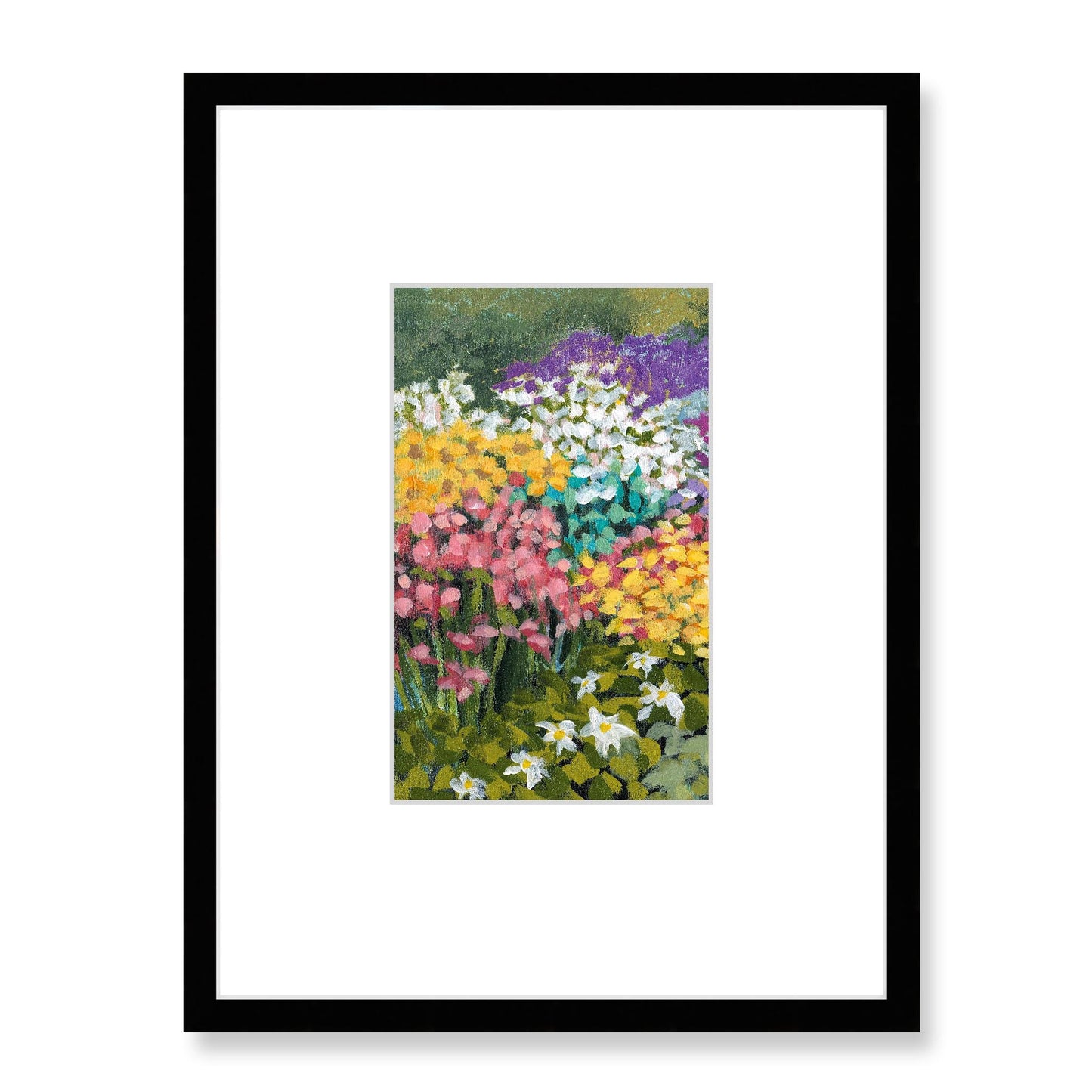Framed Fine Art Print, Faux Mat - 18x24 inches | Floral Garden Three in Acrylic, FMV-1000-1147-001, Prints, Fine art, Black Frame, 45 x 60 cm ,18 x 24 inches