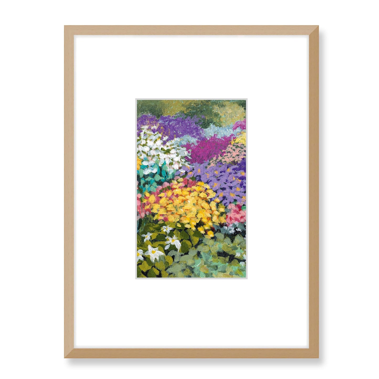 Framed Fine Art Print, Faux Mat - 18x24 inches | Floral Garden Three in Acrylic, FMV-1000-1147-001, Prints, Fine art, Natural Frame, 45 x 60 cm ,18 x 24 inches