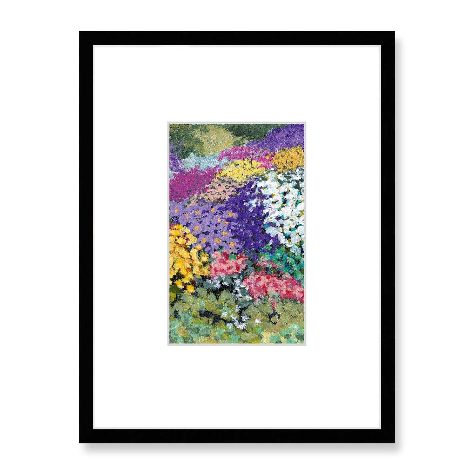Framed Fine Art Print, Faux Mat - 18x24 inches | Floral Garden Three in Acrylic, FMV-1000-1147-001, Prints, Fine art, Black Frame, 45 x 60 cm ,18 x 24 inches