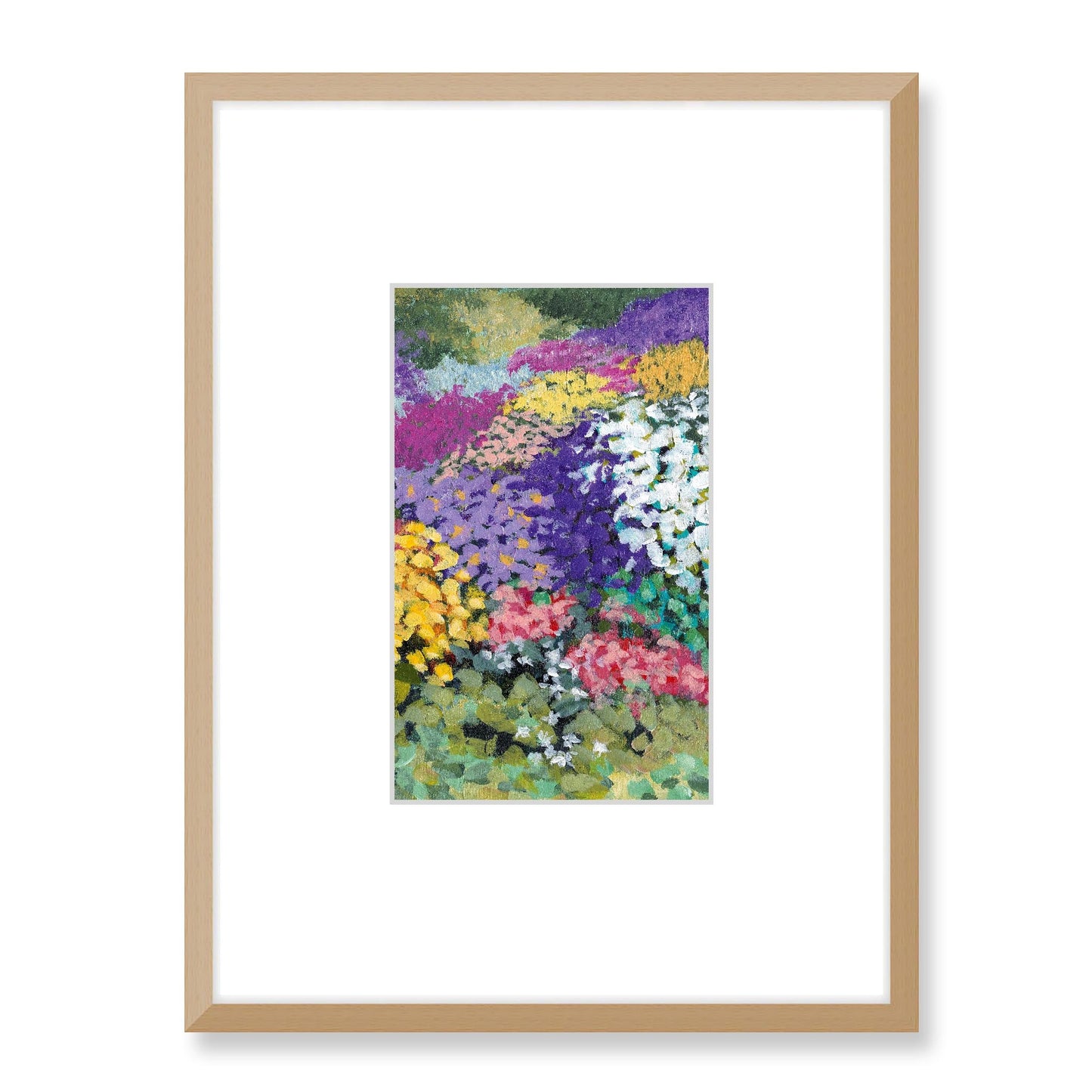 Framed Fine Art Print, Faux Mat - 18x24 inches | Floral Garden Three in Acrylic, FMV-1000-1147-001, Prints, Fine art, Natural Frame, 45 x 60 cm ,18 x 24 inches