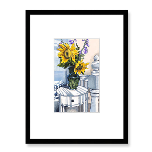 Framed Fine Art Print, Faux Mat - 18x24 inches | Sunflowers in Acrylic, FMV-1040-001, Prints, Fine art, Black Frame, 45 x 60 cm ,18 x 24 inches