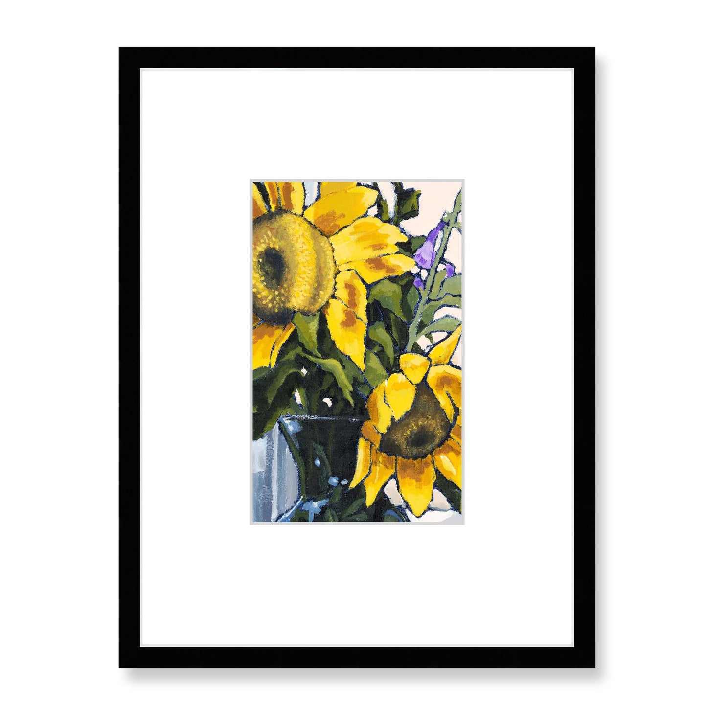 Framed Fine Art Print, Faux Mat - 18x24 inches | Sunflowers in Acrylic, FMV-1040-002, Prints, Fine art, Black Frame, 45 x 60 cm ,18 x 24 inches