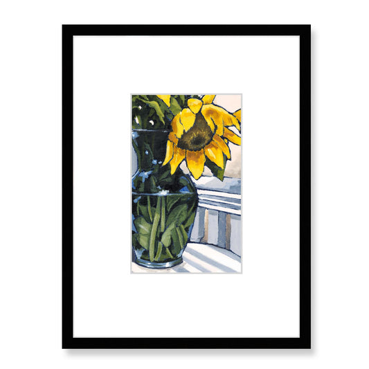 Framed Fine Art Print, Faux Mat - 18x24 inches | Sunflowers in Acrylic, FMV-1040-003, Prints, Fine art, Black Frame, 45 x 60 cm ,18 x 24 inches