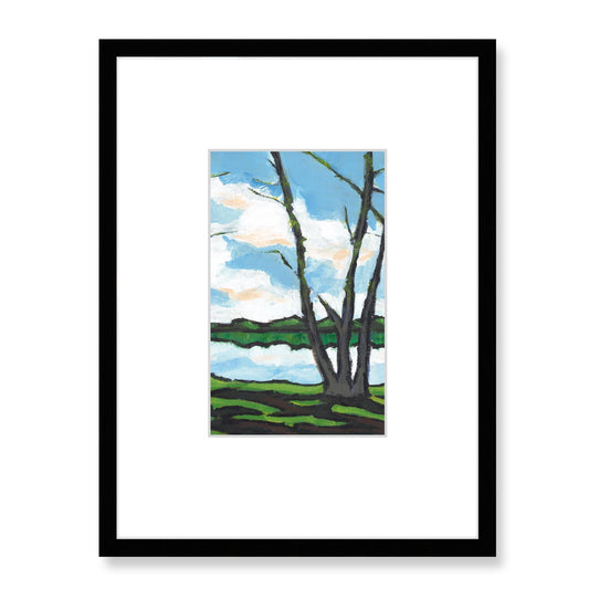 Framed Fine Art Print, Faux Mat - 18x24 inches | Lakeshore in Acrylic FMV-1100-001, Prints, Fine art, Black Frame, 45 x 60 cm ,18 x 24 inches
