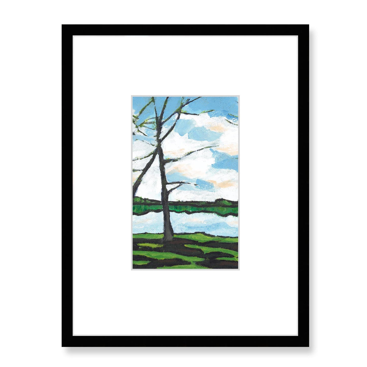 Framed Fine Art Print, Faux Mat - 18x24 inches | Lakeshore in Acrylic FMV-1100-002, Prints, Fine art, Black Frame, 45 x 60 cm ,18 x 24 inches